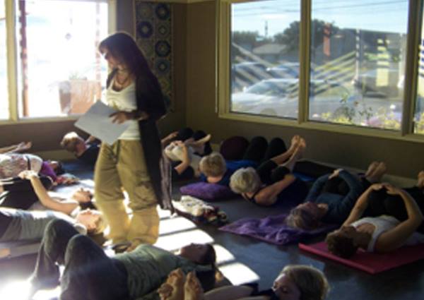 Gina Caccavalla leading a yoga class